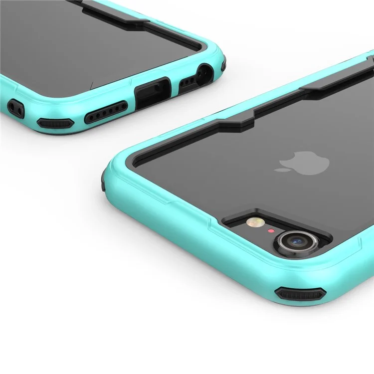 Hybrid PC + TPU Bumper Case with Card Holder for iPhone 8/7/6s/6 - Cyan