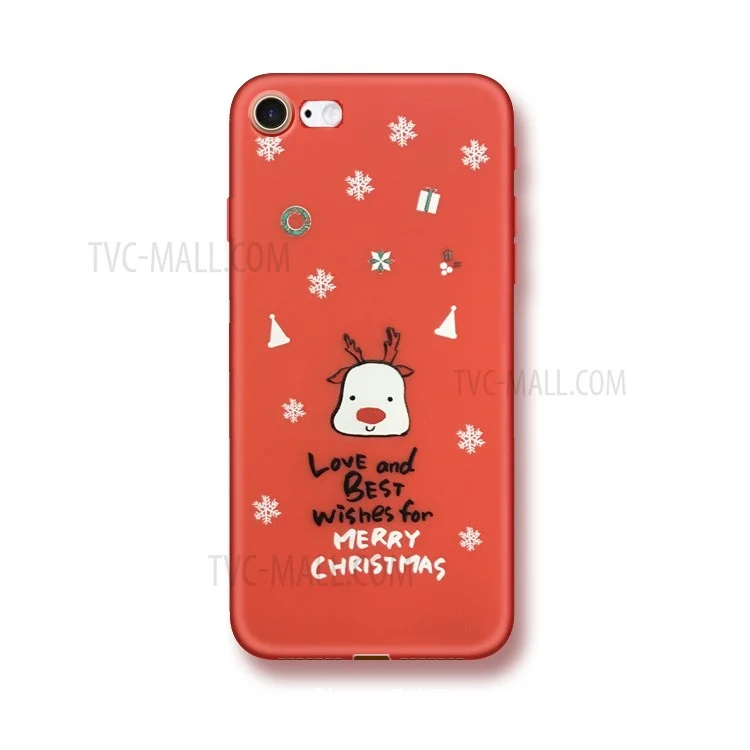 Embossed Christmas Series TPU Phone Casing for iPhone 8 / 7 4.7-inch - Love and Best Wishes for Merry Christmas 01