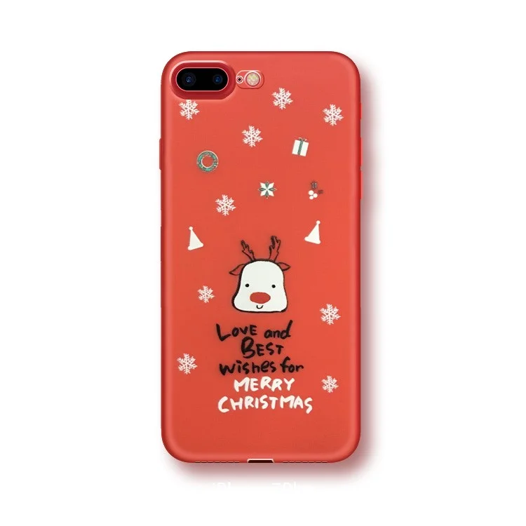 Embossment Christmas Series TPU Back Cover for iPhone 8 Plus / 7 Plus - Love and Best Wishes for Merry Christmas 01