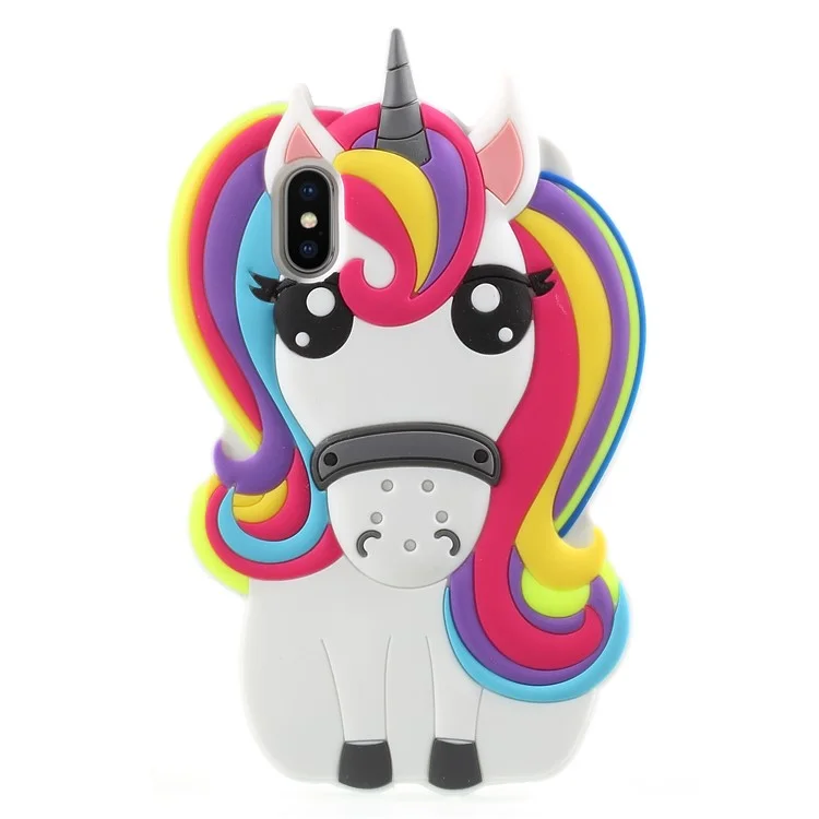Cute 3D Unicorn Silicone Mobile Phone Case for iPhone X
