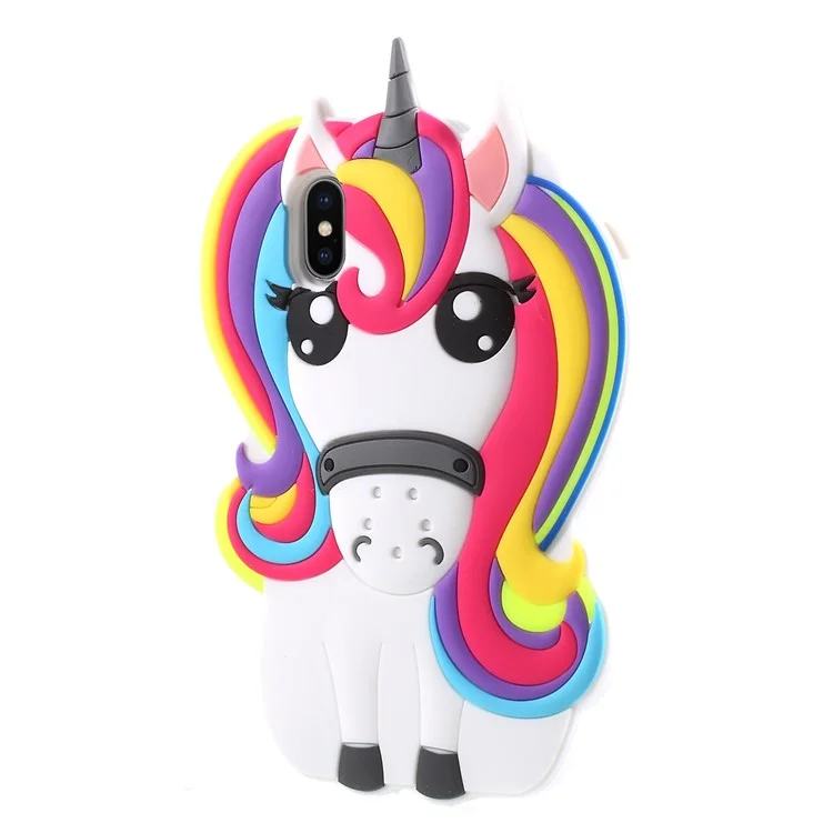 Cute 3D Unicorn Silicone Mobile Phone Case for iPhone X