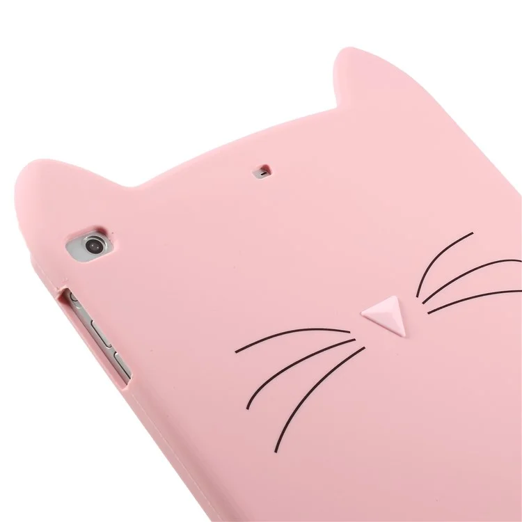 Cute 3D Mustache Cat Soft Silicone Mobile Casing for iPad 9.7-inch (2017) - Pink