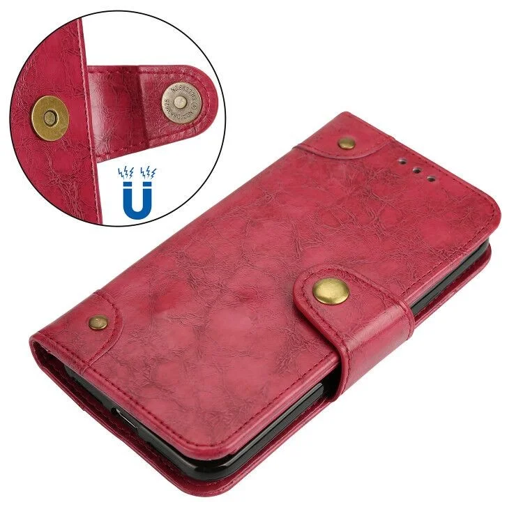 Vintage Oil Wax Leather 5-Slot Wallet Protective Cover for iPhone 6s / 6 4.7 inch - Red