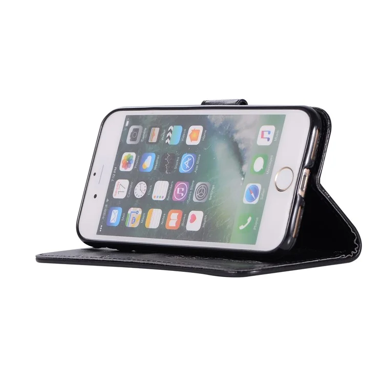 Imprint Owl Dream Catcher PU Leather Wallet Stand Shell for iPhone 8 / 7 4.7 inch - Black