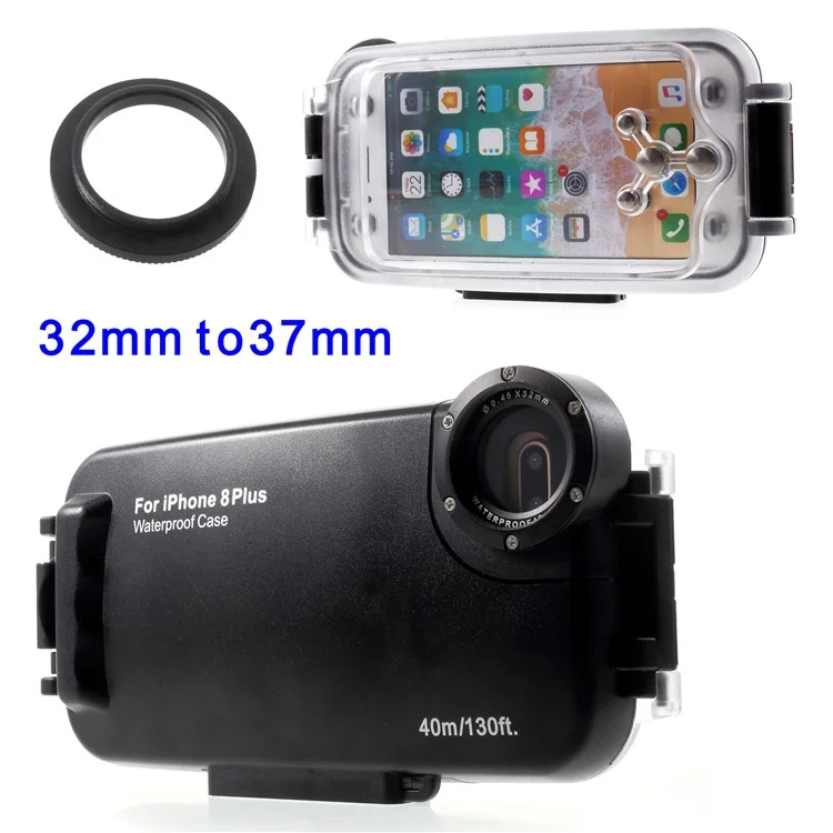 MEIKON 40m/130ft IPX8 Waterproof Underwater Diving Case for iPhone 8 Plus 5.5 inch - Black
