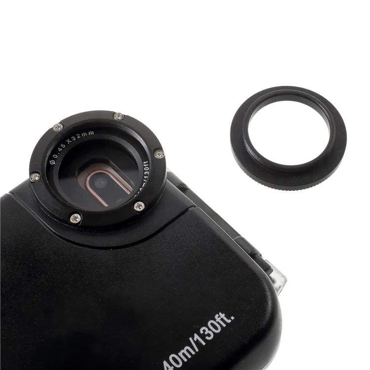 MEIKON 40m/130ft IPX8 Waterproof Underwater Diving Case for iPhone 8 Plus 5.5 inch - Black