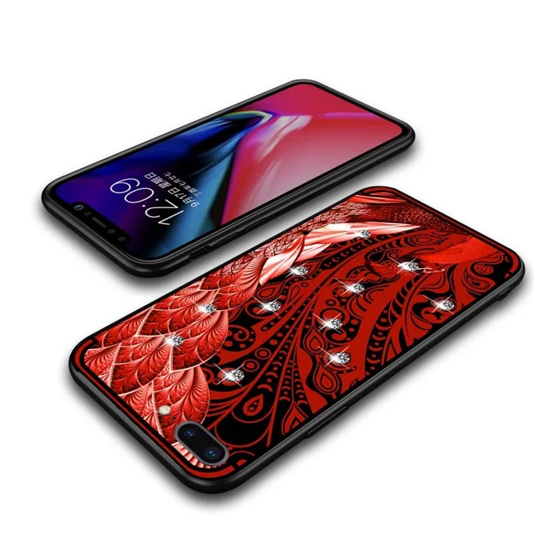 10Pcs/Set NXE Unique Series Diamond Peacock TPU Back Case for iPhone 8 Plus / 7 Plus - Red