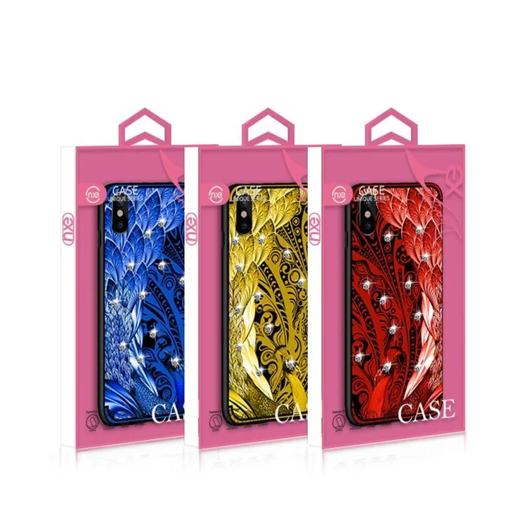 10Pcs/Set NXE Peacock Pattern TPU Protective Case Accessory with Rhinestone Decoration for iPhone X / 10 5.8 inch - Red