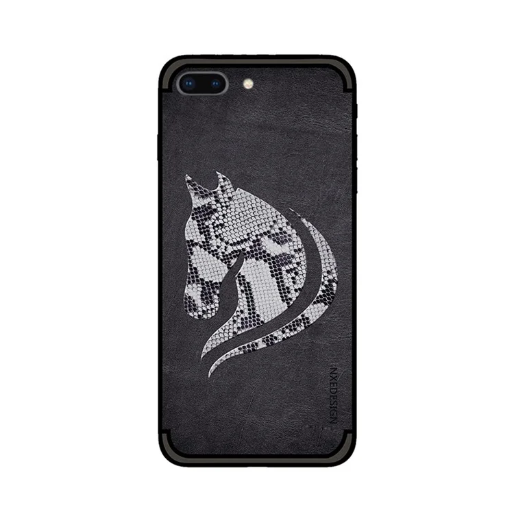 10PCS/Set NXE Snake Textured Horse Pattern TPU Shell for iPhone 8 Plus / 7 Plus 5.5 inch - Black