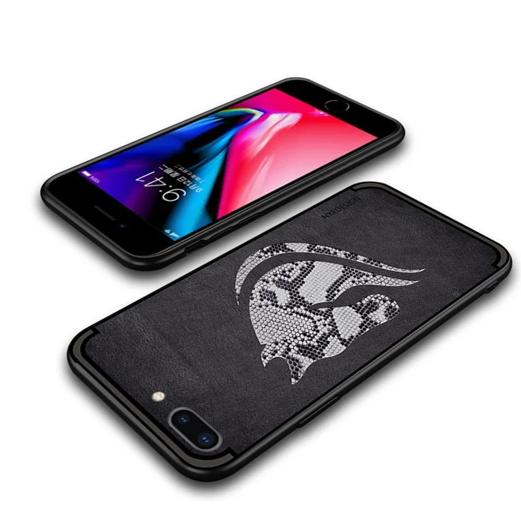 10PCS/Set NXE Snake Textured Horse Pattern TPU Shell for iPhone 8 Plus / 7 Plus 5.5 inch - Black