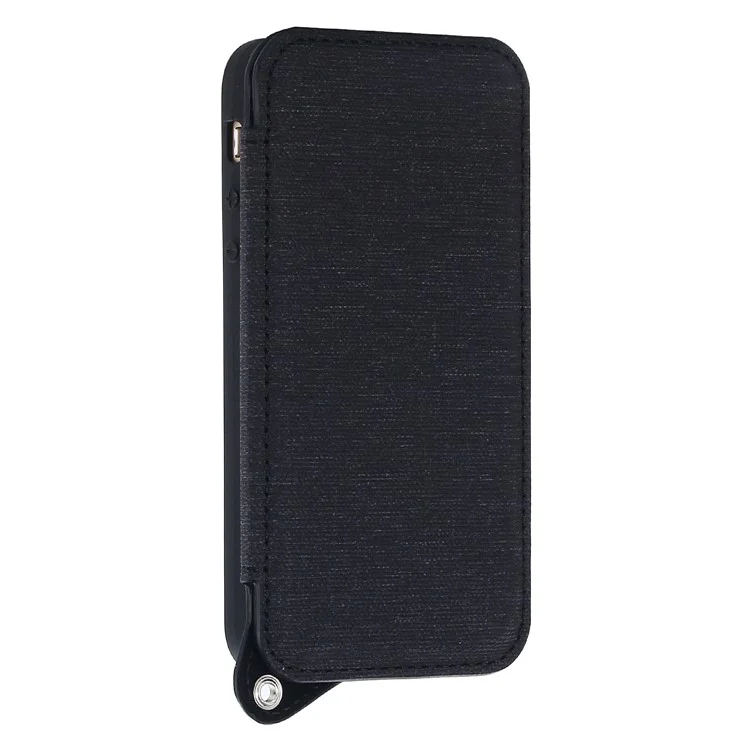 Double Buckle Design Magnetic PU Leather Cover with Mirror Card Holder for iPhone SE/5s/5 - Black