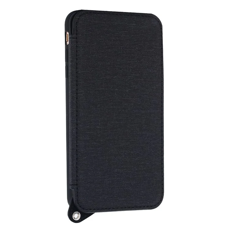 Card Holder PU Leather Stand Mobile Case with Mirror for iPhone 8 Plus / 7 Plus - Black