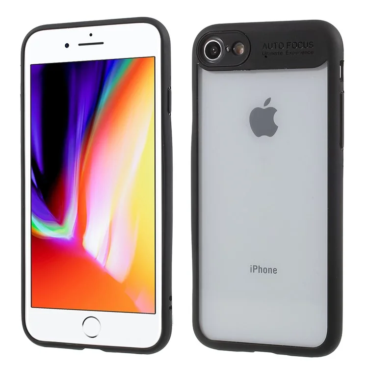 TPU Frame + Transparent Acrylic Back Hybrid Case for iPhone 8/7 4.7 inch - Black