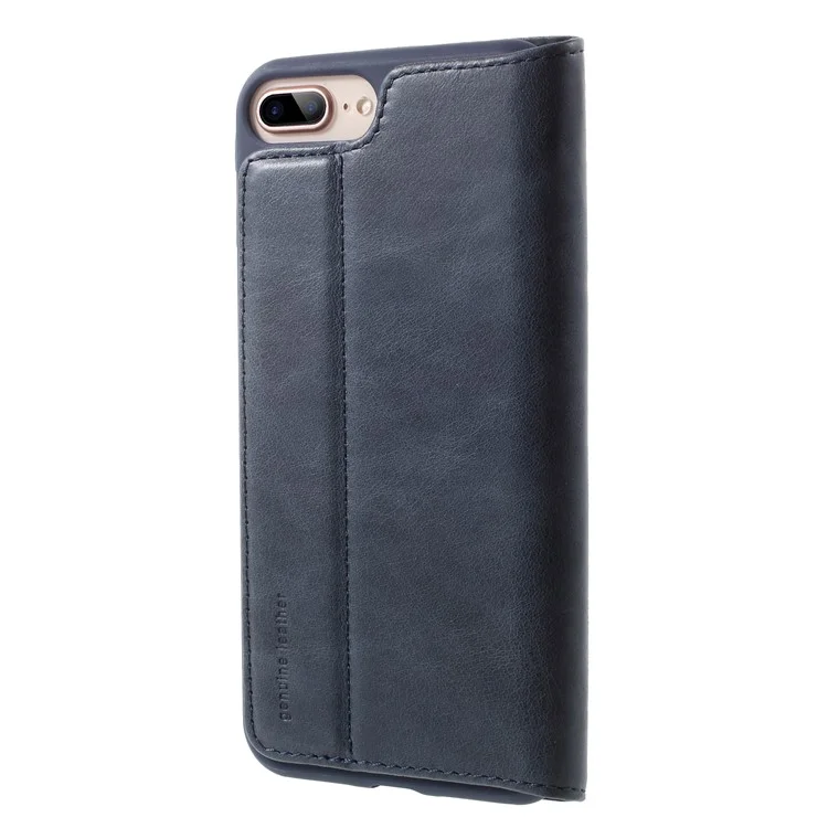 KAIYUE Magnetic Absorption Crazy Horse Texture Genuine Leather Case for iPhone 8 Plus/7 Plus - Dark Blue