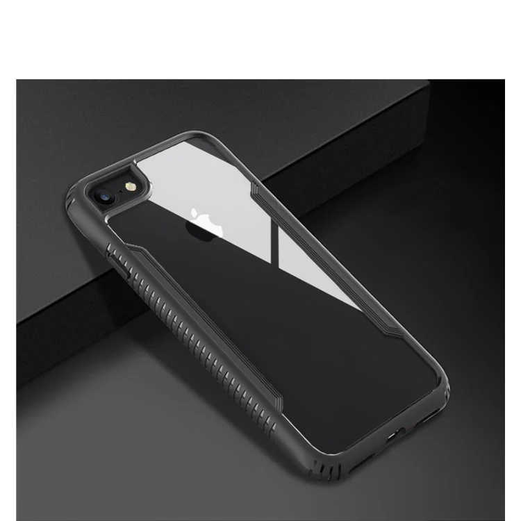 TPU + Glass Hybrid Slim Cellphone Case for iPhone 8 / 7 4.7 inch - Black
