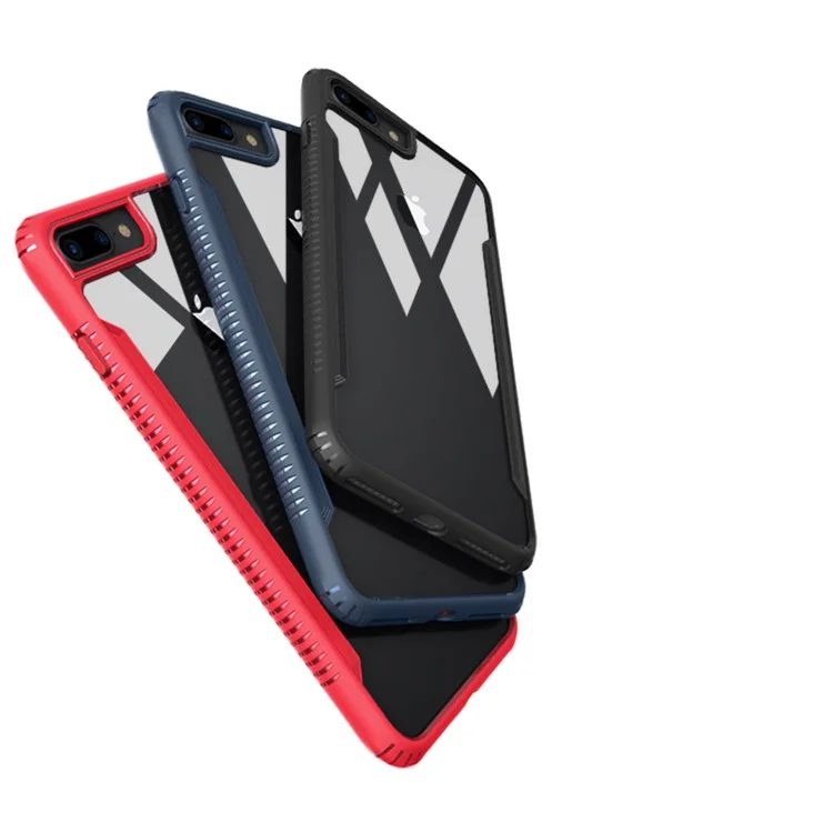 Soft TPU + Toughened Glass Combo Slim Case for iPhone 8 Plus / 7 Plus - Black
