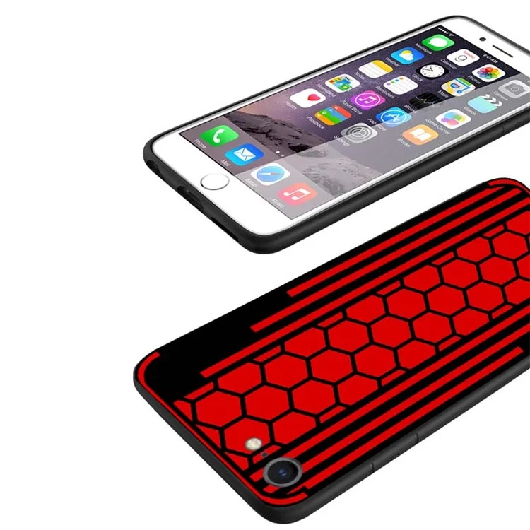 NXE Bee Butterfly 2 Series Honeycomb Pattern Painting TPU Mobile Cover for iPhone 8 / 7 4.7 inch - Red