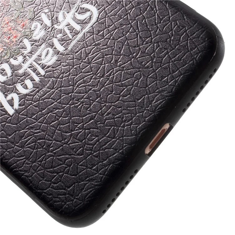 Cold Carving Pattern PC + TPU Hybrid Case for iPhone 8 Plus/7 Plus - Flower and Butterfly
