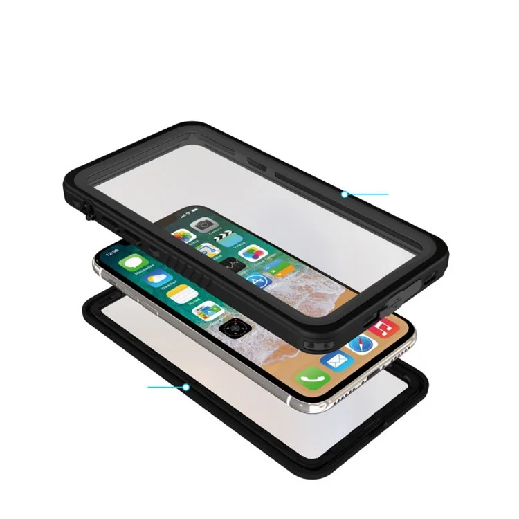 Underwater Waterproof PC+TPU Shell for iPhone X - Red
