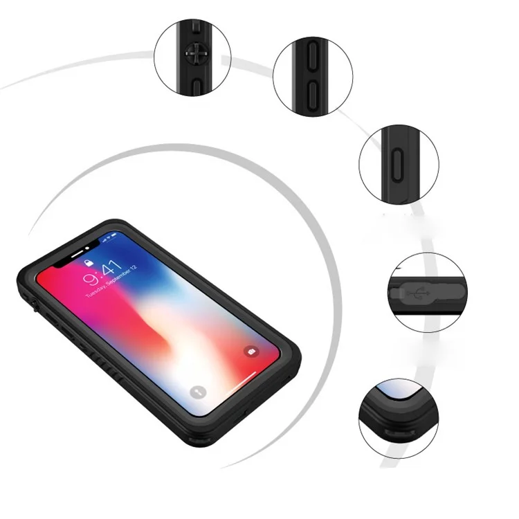 Underwater Waterproof PC+TPU Shell for iPhone X - Red