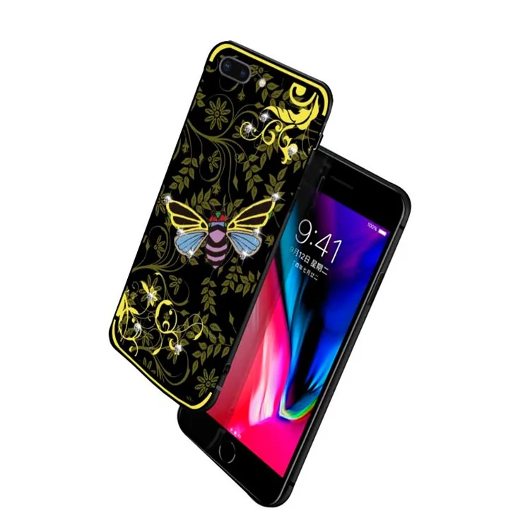 10PCS/Set NXE Insect Pattern Diamante TPU Case for iPhone 8 Plus / 7 Plus - Yellow Bee