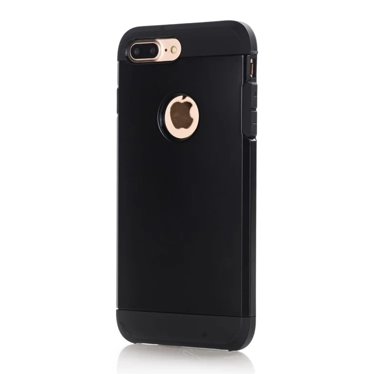 For iPhone 8 Plus 5.5 inch Durable Armor 2 in 1 Plastic + TPU Hybrid Protective Case - Black