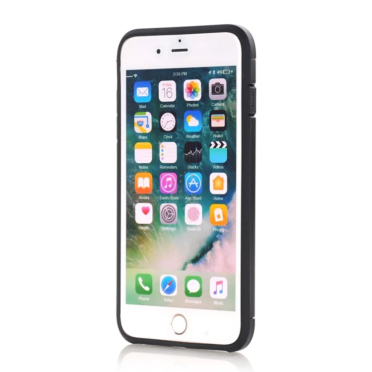 For iPhone 8 Plus 5.5 inch Durable Armor 2 in 1 Plastic + TPU Hybrid Protective Case - Black