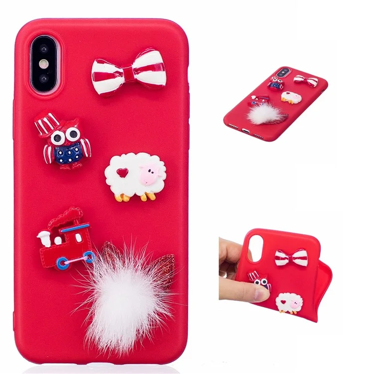 Cute Christmas Theme 3D Figure Patterned TPU Case for iPhone X - Sheep