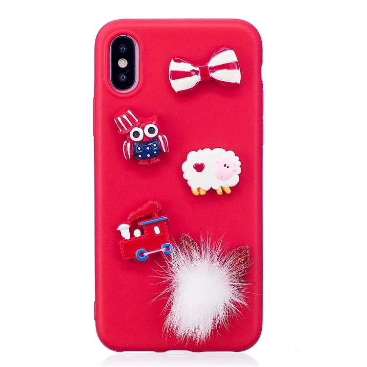 Cute Christmas Theme 3D Figure Patterned TPU Case for iPhone X - Sheep