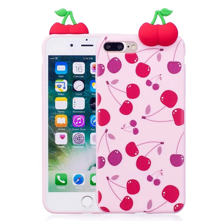 Cute 3D Figure Patterned TPU Cover Case for iPhone 8 Plus / 7 Plus 5.5 inch - Cherry