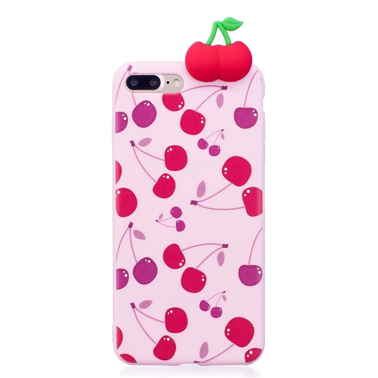 Cute 3D Figure Patterned TPU Cover Case for iPhone 8 Plus / 7 Plus 5.5 inch - Cherry