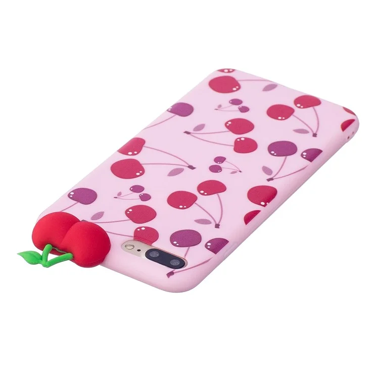 Cute 3D Figure Patterned TPU Cover Case for iPhone 8 Plus / 7 Plus 5.5 inch - Cherry