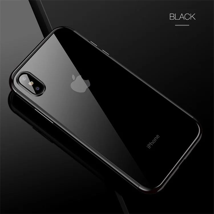 CAFELE Half Frame Electroplating Soft TPU Case for iPhone X - Black