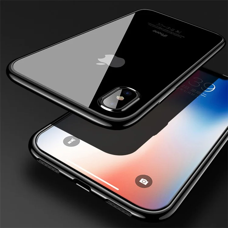 CAFELE Half Frame Electroplating Soft TPU Case for iPhone X - Black