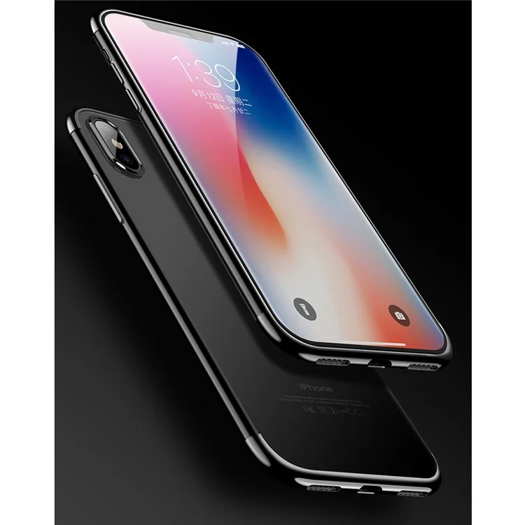 CAFELE Half Frame Electroplating Soft TPU Case for iPhone X - Black