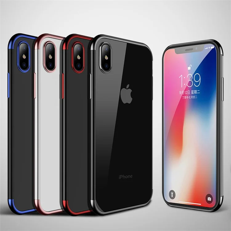 CAFELE Half Frame Electroplating Soft TPU Case for iPhone X - Black