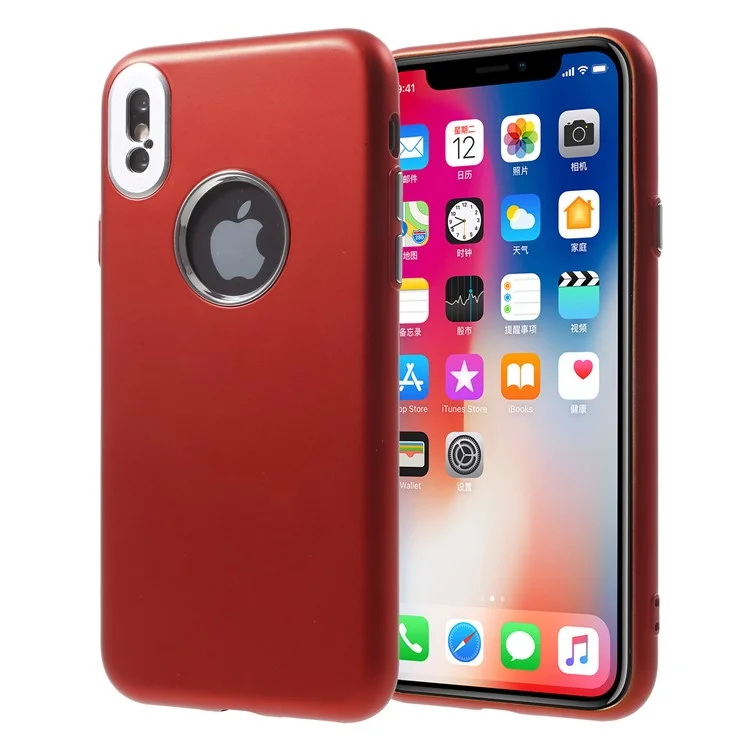 G-CASE Elegant Series Rubberized TPU Gel Cover for iPhone X/Ten 5.8 inch - Red