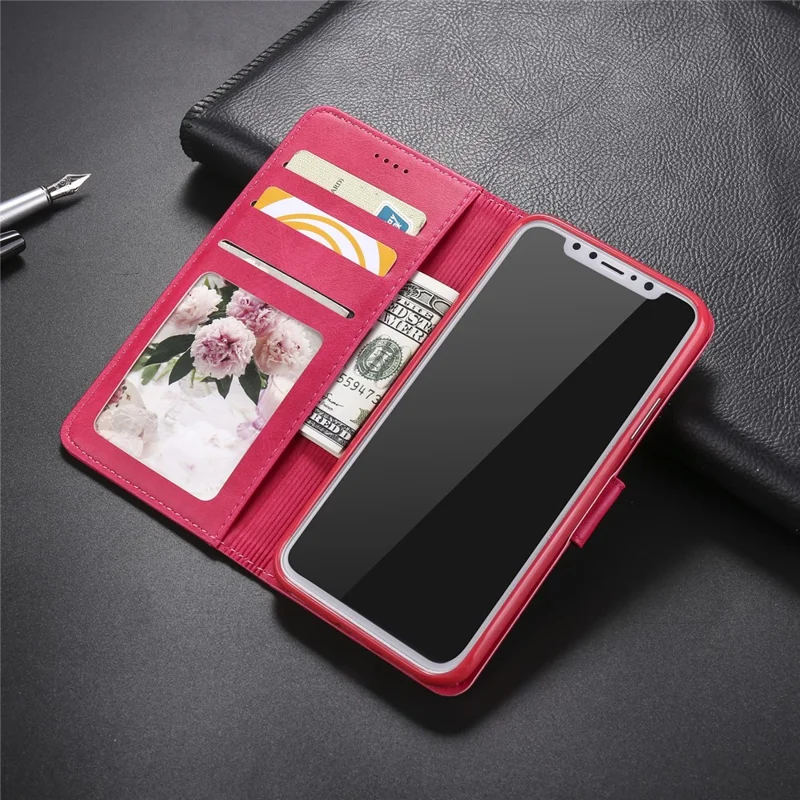 LC.IMEEKE Wallet Stand Leather Case Accessory for iPhone X/10 - Rose