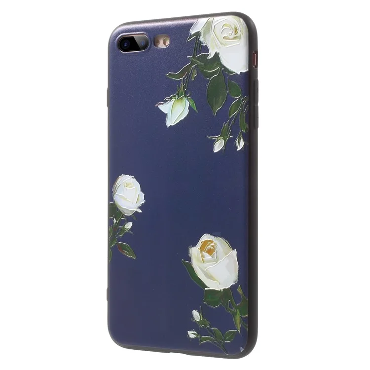 Embossment Pattern Printing TPU Phone Case for iPhone 8 Plus / 7 Plus 5.5 inch - White Flower