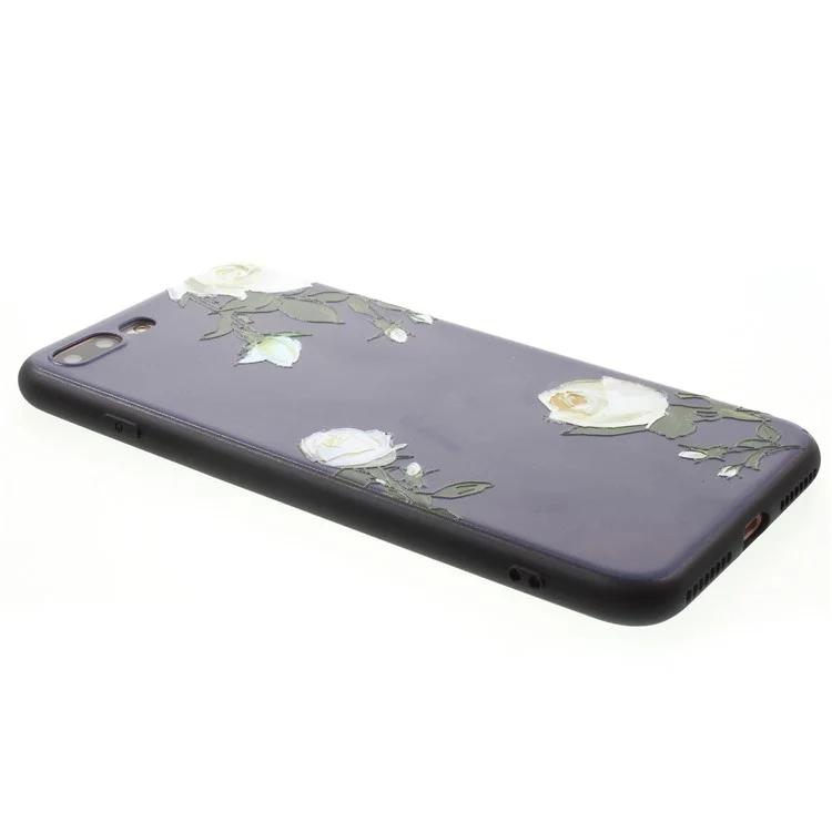 Embossment Pattern Printing TPU Phone Case for iPhone 8 Plus / 7 Plus 5.5 inch - White Flower