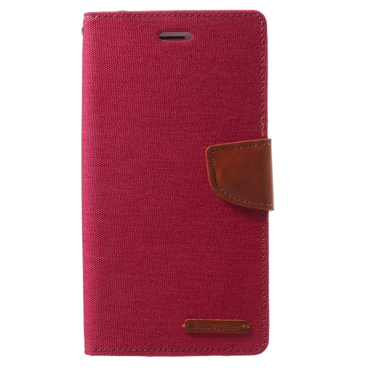 MERCURY GOOSPERY for iPhone 8 Plus/7 Plus Canvas Diary Stand Leather Wallet Case - Red