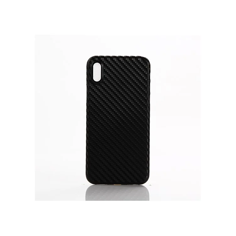 Carbon Fiber Texture Soft TPU Back Cover for iPhone X - Black