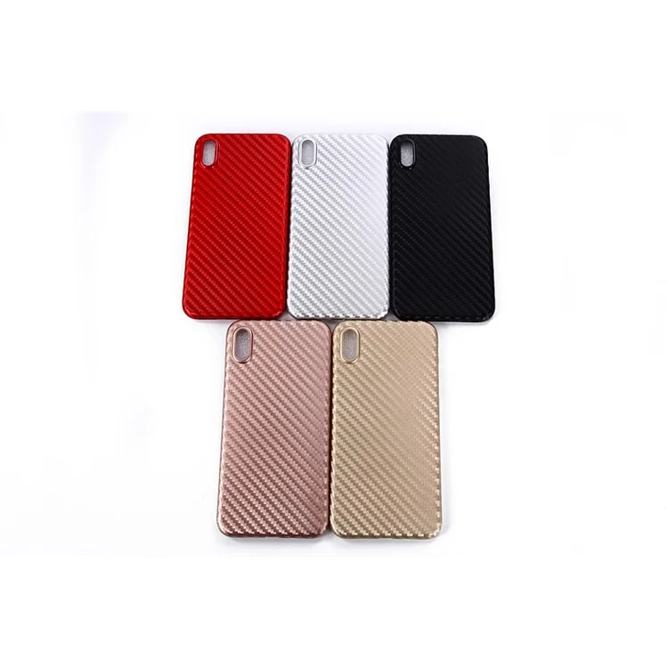 Carbon Fiber Texture Soft TPU Back Cover for iPhone X - Black