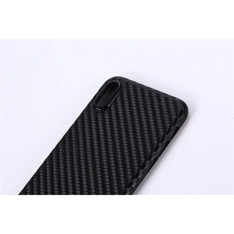 Carbon Fiber Texture Soft TPU Back Cover for iPhone X - Black