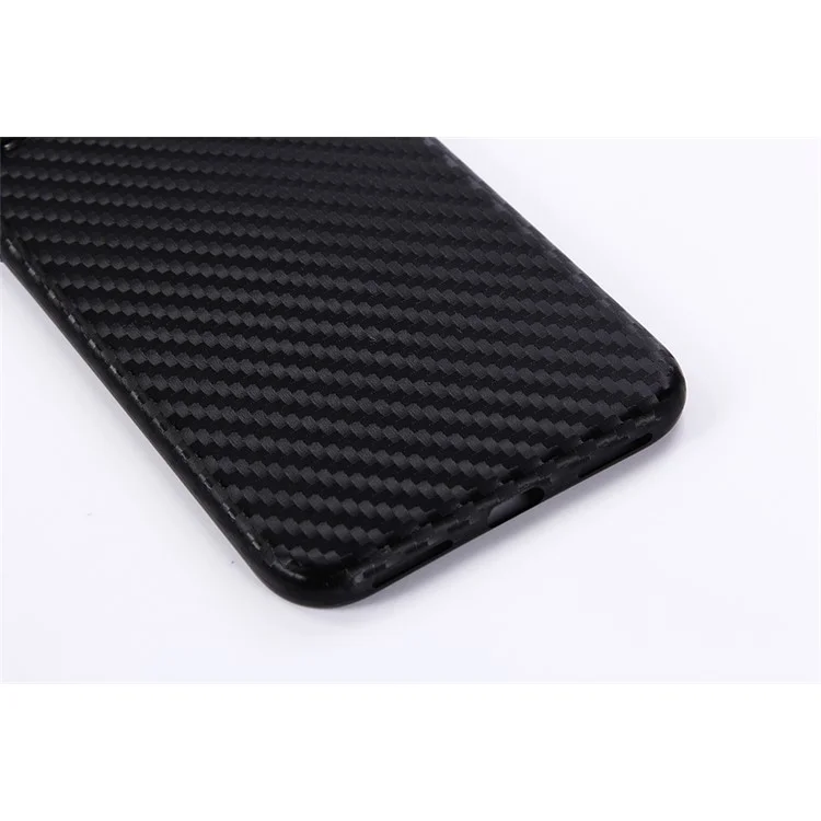 Carbon Fiber Texture Soft TPU Back Cover for iPhone X - Black