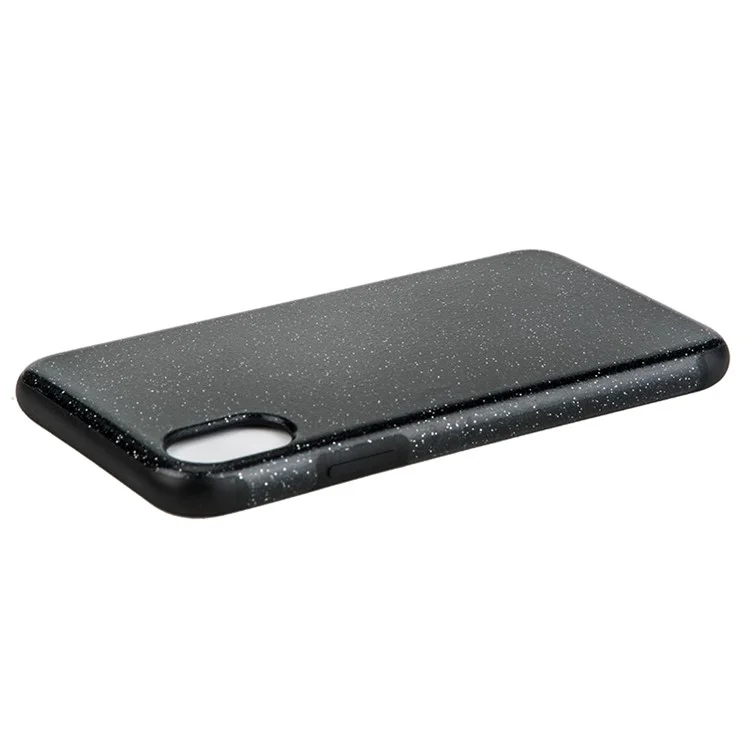 For iPhone X Flash Powder PU Leather Coated TPU Shell - Black