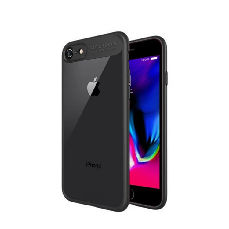 NXE Grace Series Clear Acrylic Back + TPU Hybrid Mobile Case for iPhone 8 / 7 4.7 inch - Black