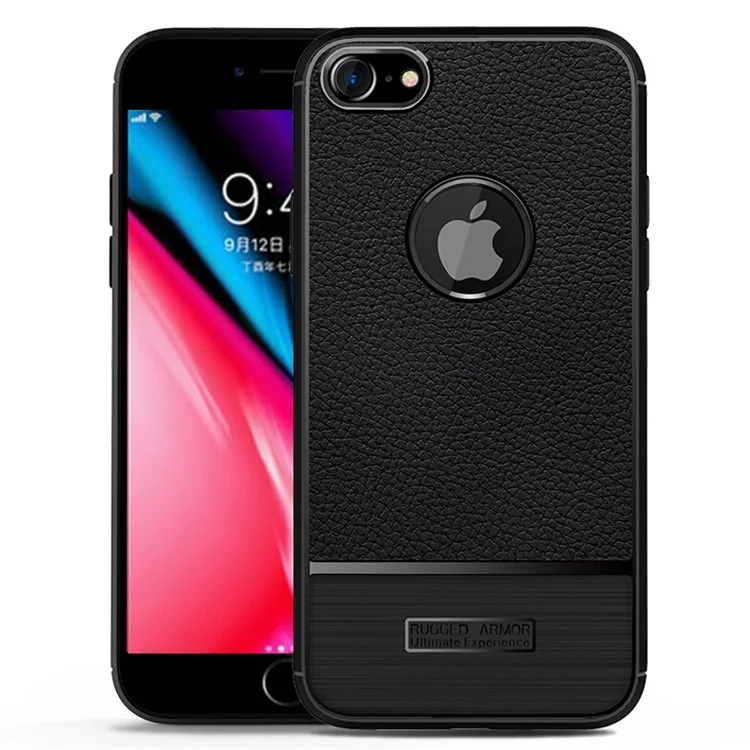 Litchi Texture TPU Cell Phone Case for iPhone 8 / 7 4.7 inch - Black