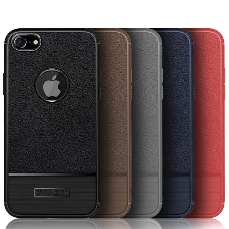 Litchi Texture TPU Cell Phone Case for iPhone 8 / 7 4.7 inch - Black