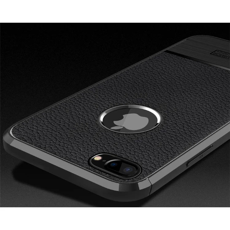 Litchi Texture TPU Case for iPhone 8 Plus / 7 Plus 5.5 inch - Black